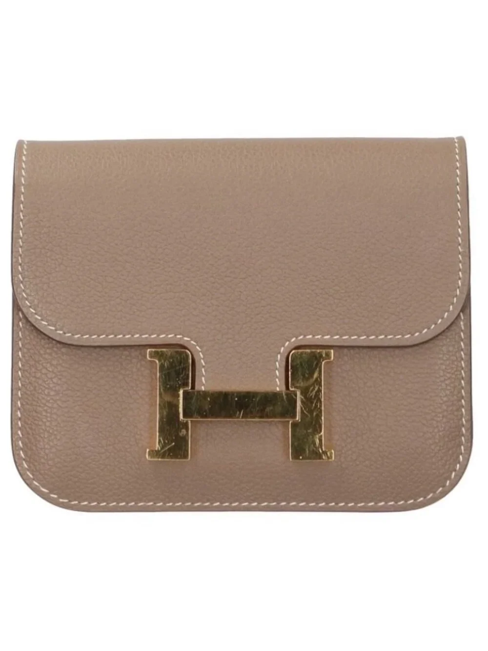 Hermes Constance Slim Bifold Etoupe Leather Wallet